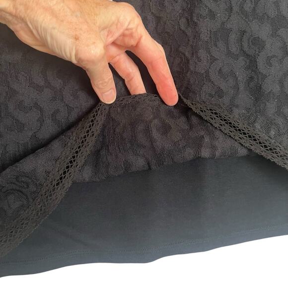 Free People Daisy Chain Semi Sheer Lace Shift Dress Womens Large Black Boho Mini - Picture 8 of 16